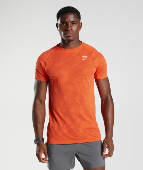 Men's Gymshark Geo Seamless T-Shirts Orange | CA 61857A